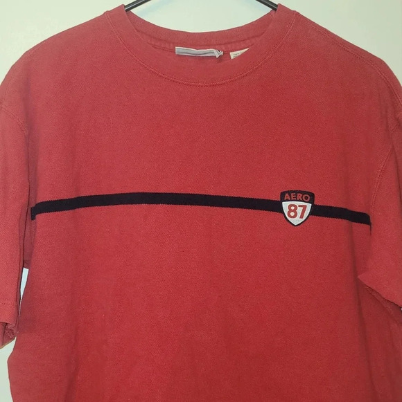 Aeropostale Vintage Aero 87 Mens Med Tee Red w/blue stripe Y2K Millennium LOT N - Picture 3 of 8